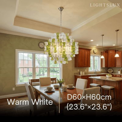 Excelis Luxury Glass Chandelier -- Clear & Green Hourglass