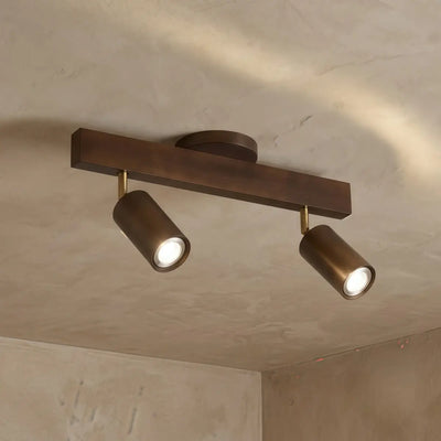 Zenno Modern Wood Track Lighting -- Adjustable Spotlights Walnut/Wood for Kitchen & Bar