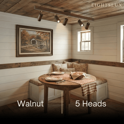 Zenno Modern Wood Track Lighting -- Adjustable Spotlights Walnut/Wood for Kitchen