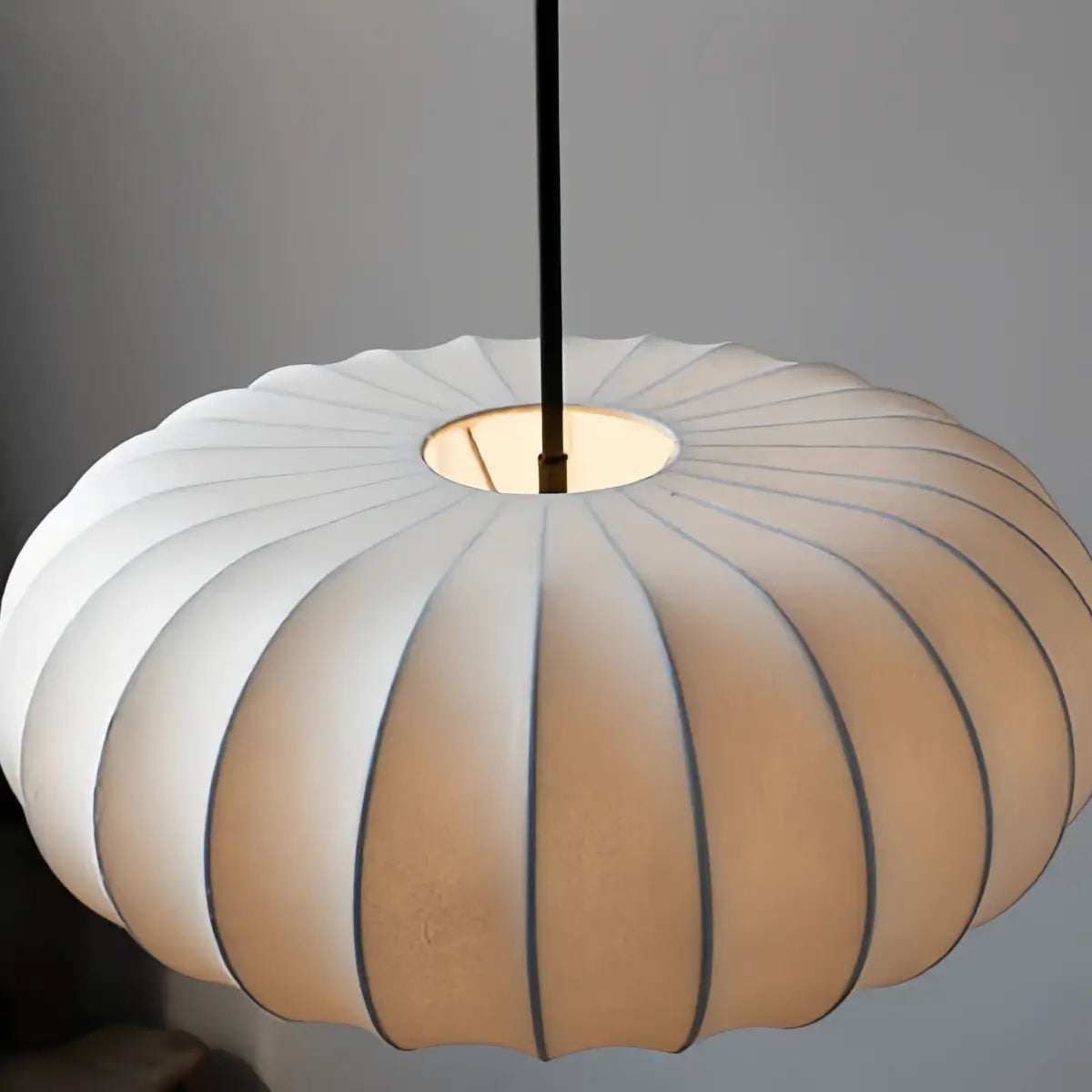 Crema Silk-Look Pumpkin Pendant Lamp cozy light for bedroom & dining