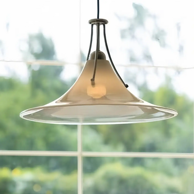 Vetro Minimalist Glass Pendant Light -- Anti-Glare White Finish for Dining Room Detail