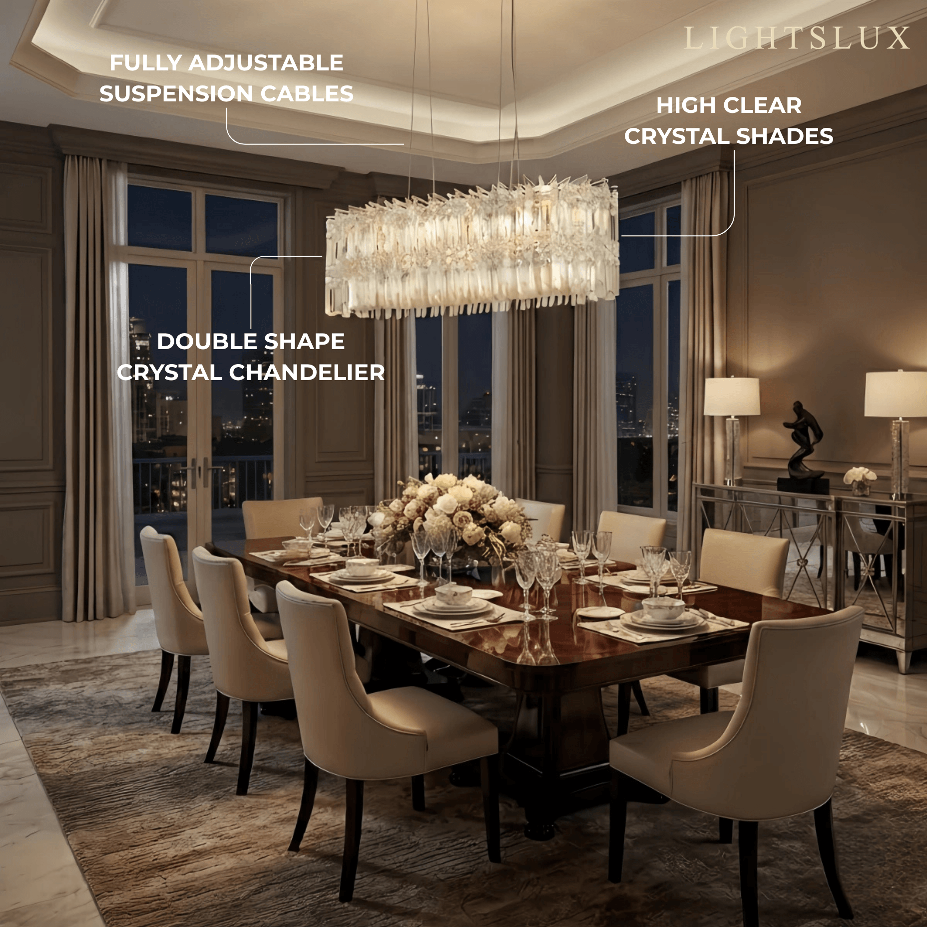  Luxury Crystal Chandelier --Clear for Living Room