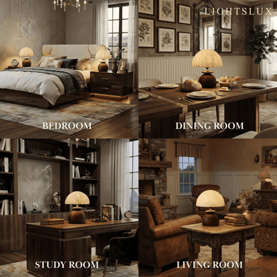 Zenno Wabi-sabi Table Lamp -- Paper Shade & Wood Base Home