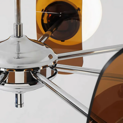 Vivara Art Deco Pendant Lamp-- Metal & Acrylic Brown/Orange for Dining Room