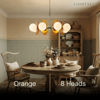 Vivara Art Deco Pendant Lamp-- Metal & Acrylic Orange for Dining Room