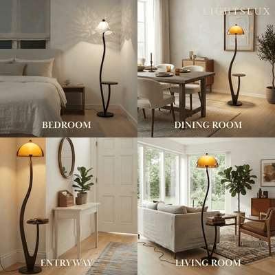 Indoor Velora Vintage Floor Lamp -- Fabric/Metal/Wood with Stepless Dimming for Bedroom Living Room