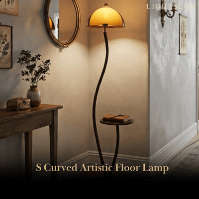 Velora Vintage Floor Lamp -- Fabric/Metal/Wood with Stepless Dimming for Hallway