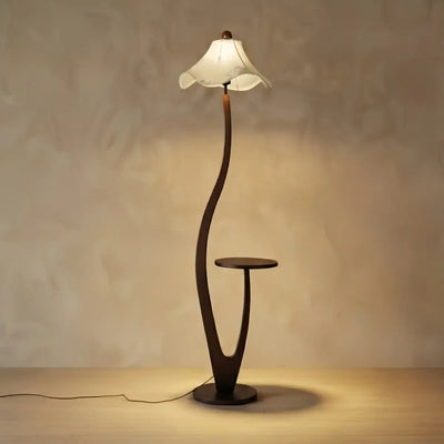 Velora Vintage Floor Lamp -- Fabric/Metal/Wood with Stepless Dimming for Bedroom Living Room