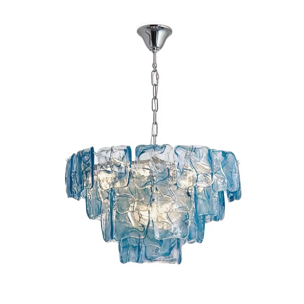 Excelis Luxury Branch-Style Tiered Chandelier— Metal & Glass Blue for Dining Room