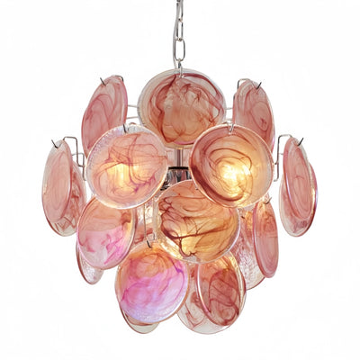 ExcelisArt Deco Chandelier -- Handcrafted Iridescent Cloud Glass for Bedroom