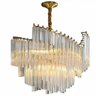 Excelis Crystal Pendant Light -- Brass & Crystal for Living Room