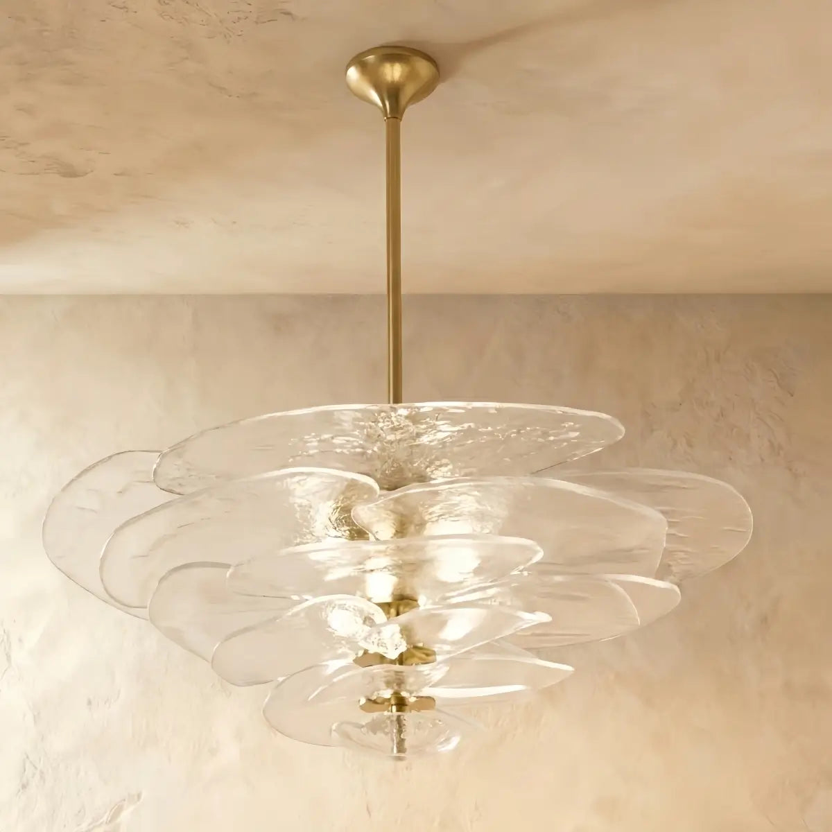 Art Deco Chandelier -Glass Iron Frame - Clear