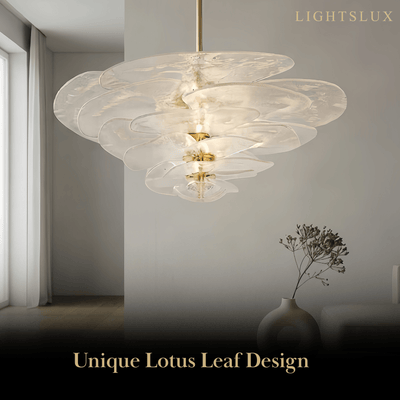 Art Deco Chandelier - Hand-blown Glass Iron Frame  for Living Room