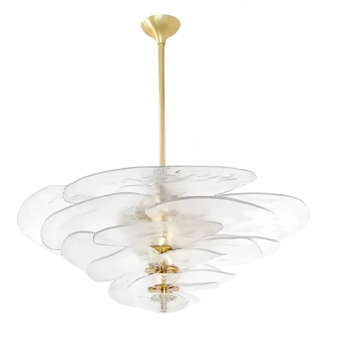Art Deco Chandelier - Hand-blown Glass Iron Frame - Clear