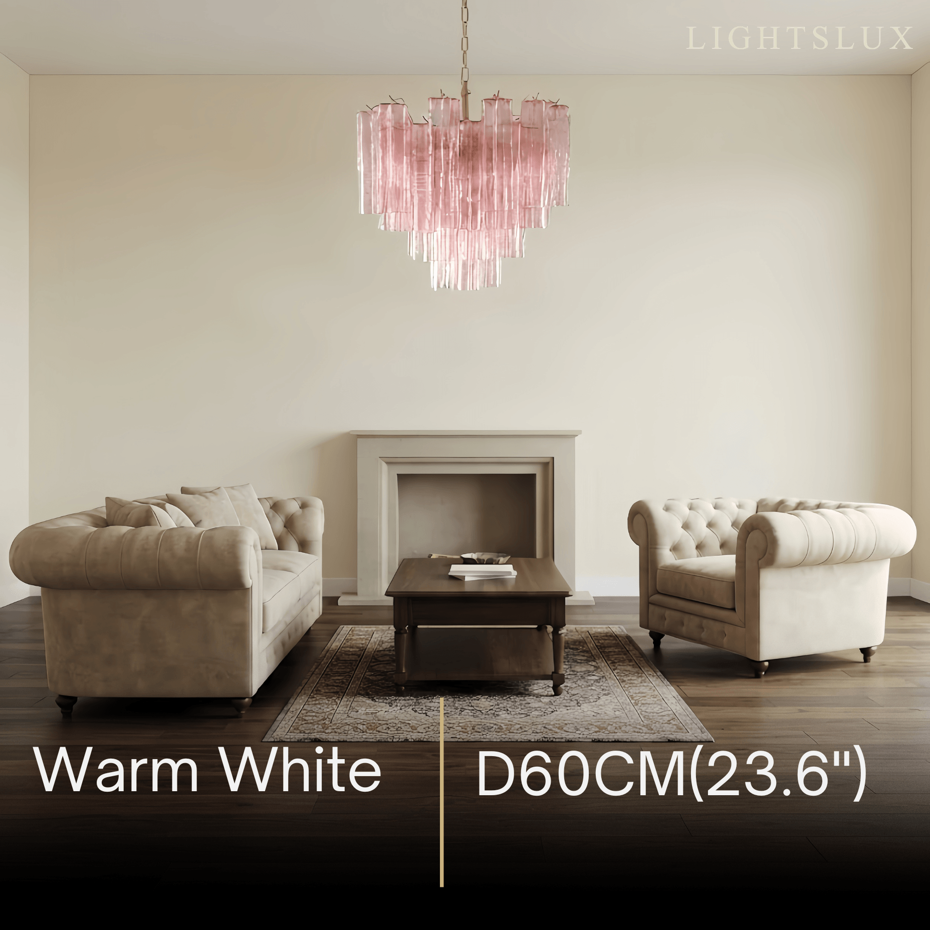 Vetro Art Deco Chandelier - Pink Gold for  Living Room