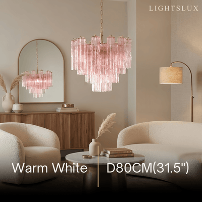 Vetro Art Deco Chandelier -  - Pink Gold for Living Room