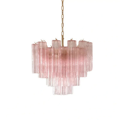 Vetro Art Deco Chandelier - Glass Iron with Tri-color LED - Pink Gold 