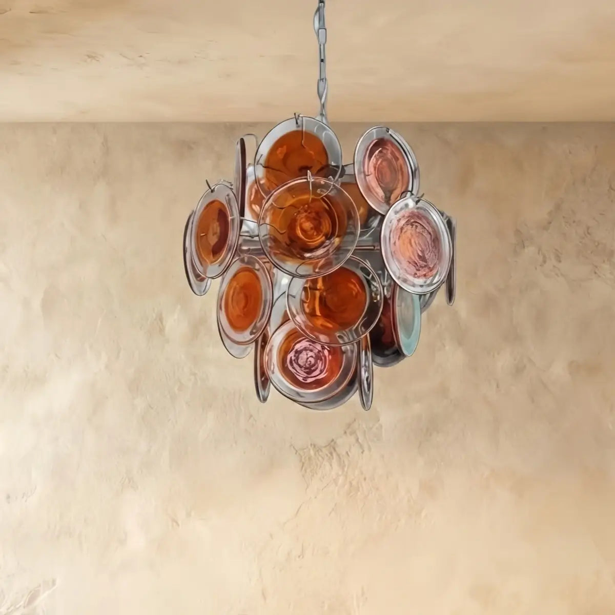 Vetro Art Deco  Chandelier -- Dimmable 3-Color Change for amber