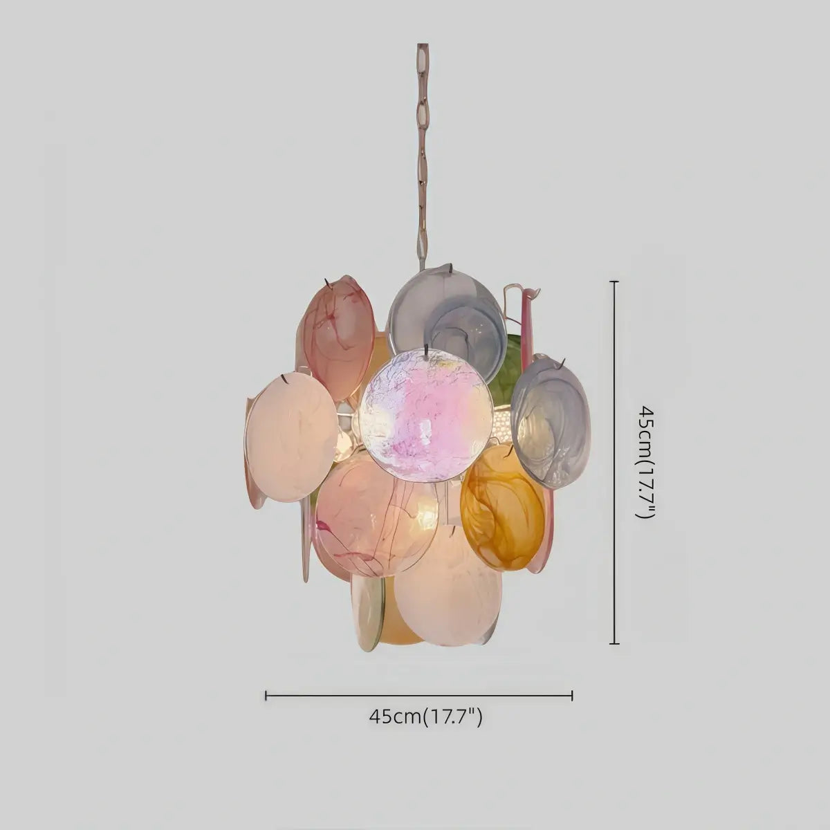 Vetro Art Deco  Chandelier -- Dimmable 3-Color Change for size