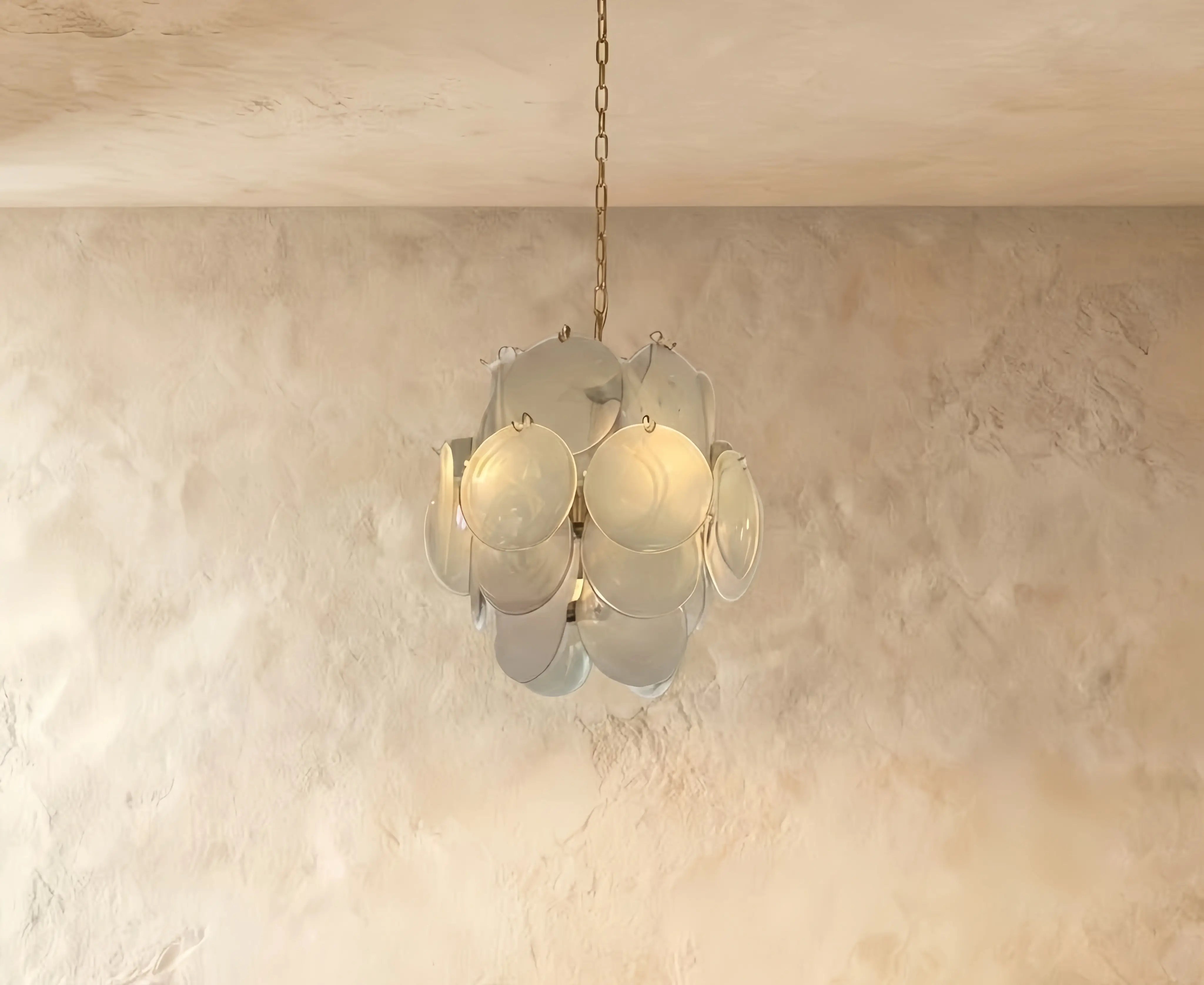 Art Deco Glass Chandelier -- Dimmable 3-Color Change for white