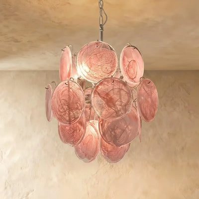 Vetro Art Deco  Chandelier -- Dimmable 3-Color Change for pink