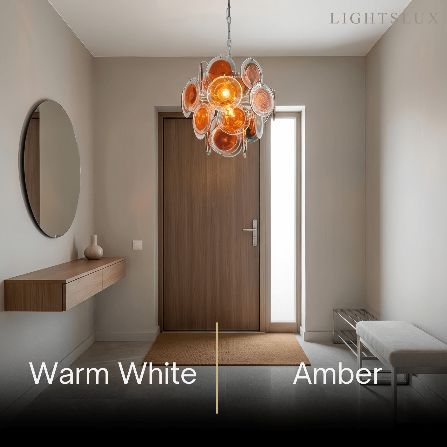 Art Deco Glass Chandelier -- Dimmable 3-Color Change for Dining Room_flivingroom