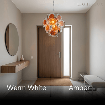 Art Deco Glass Chandelier -- Dimmable 3-Color Change for Dining Room_flivingroom