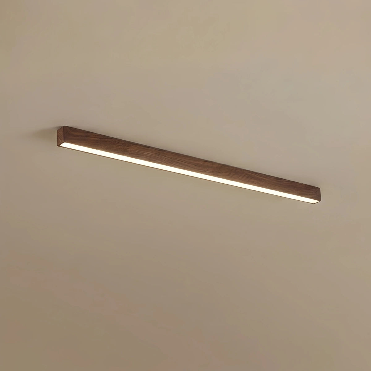 Zenno Minimalist Linear Ceiling Light -- Iron & Acrylic Walnut for Hallway
