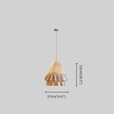 Velora Elegant Fabric Pendant Lamp -- Beige Pleated for Bedroom15