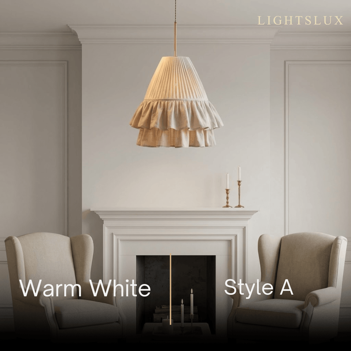 Velora Elegant Fabric Pendant Lamp -- Beige Pleated for Bedroom9