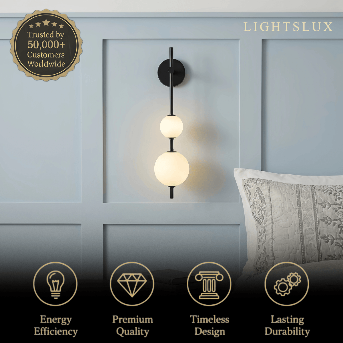 Vivara Modern Alabaster Wall Lamp -- Spheres for Living Room