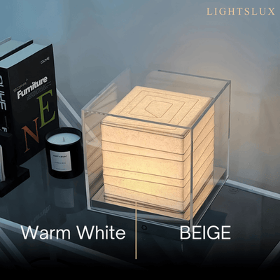 Lunara Minimalist Paper Table Lamp -- Metal Frame with Tri-Color Dimming for Reading Nook