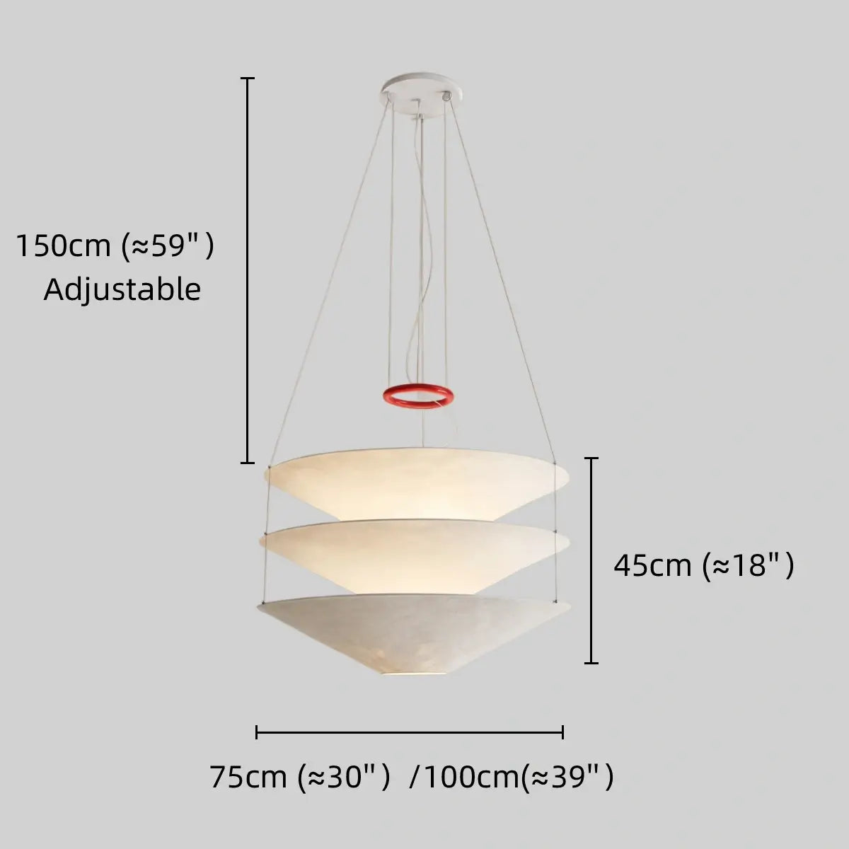 Zenno Japandi  Paper Pendant Light – Tiered Cone White for SIZE