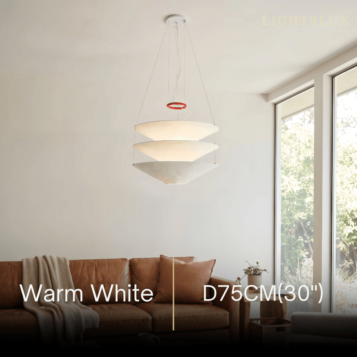 Zenno Japandi  Paper Pendant Light – Tiered Cone White for Dining R