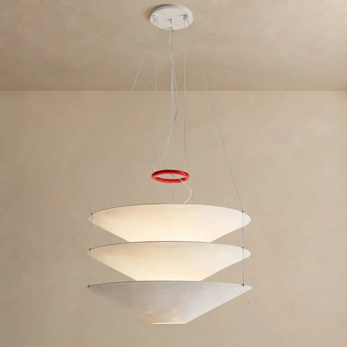 Zenno Japandi  Paper Pendant Light – Tiered Cone White for T