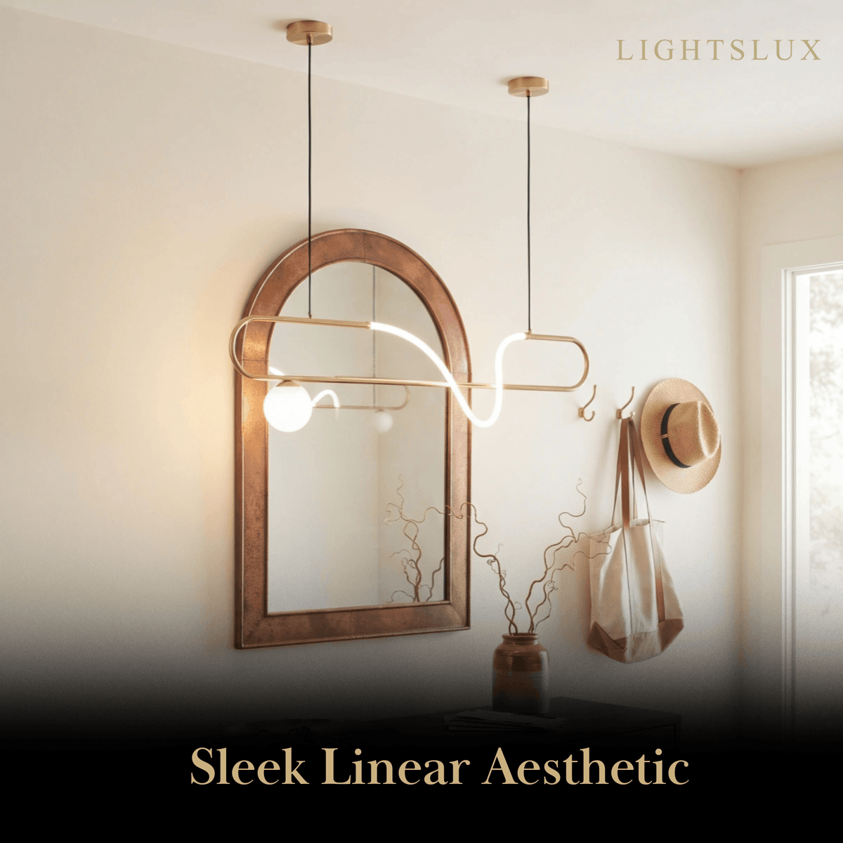Nebula Modern Silicone LED Pendant Light – Linear Gold for Dinin