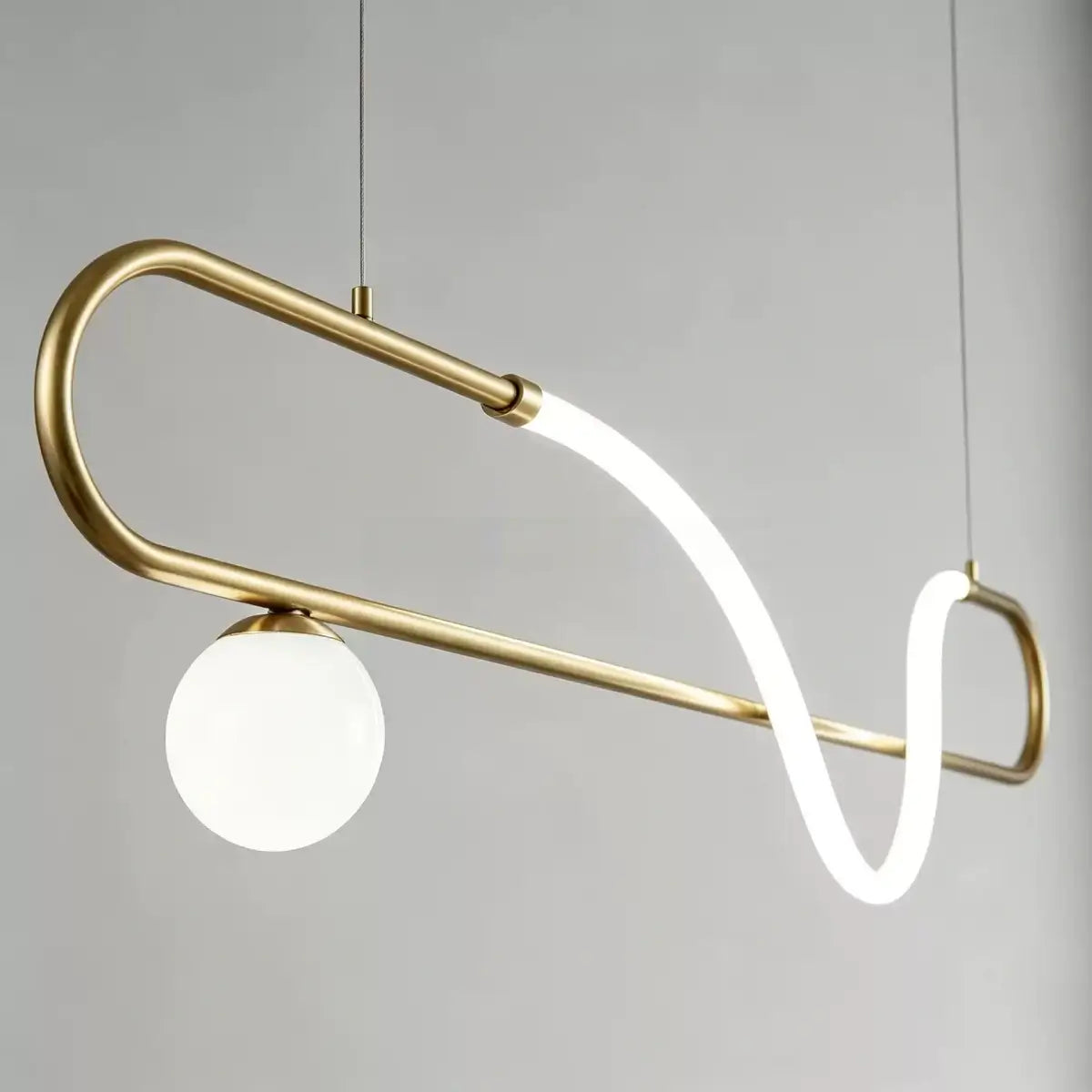Nebula Modern Silicone LED Pendant Light – Linear Gold for DiningXI