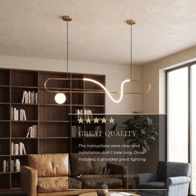 Nebula Modern Silicone LED Pendant Light – Linear Gold for Din