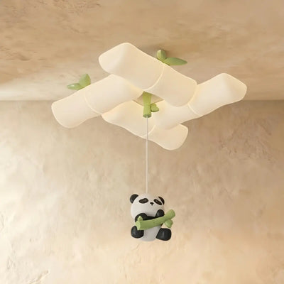 Vivara Art Deco Bamboo-Inspired Ceiling Light -- White Panda Iron & PE
