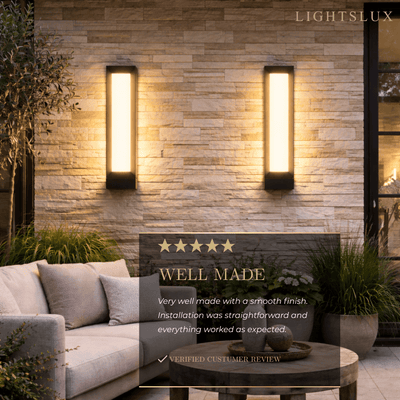 Arcato Premium Stainless Steel Outdoor Wall Sconce - Modern Solar & Wired Options