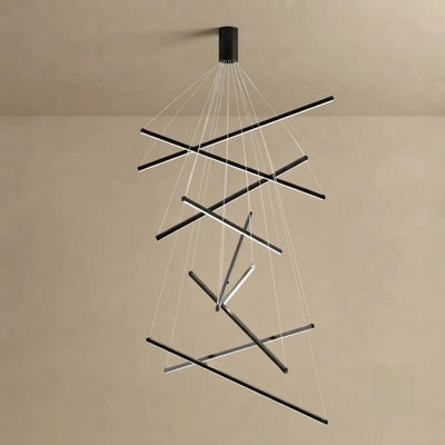 Arcato Modern Sculptural Chandelier – Aluminum & Silica Gel LED Halo Light for Living Room