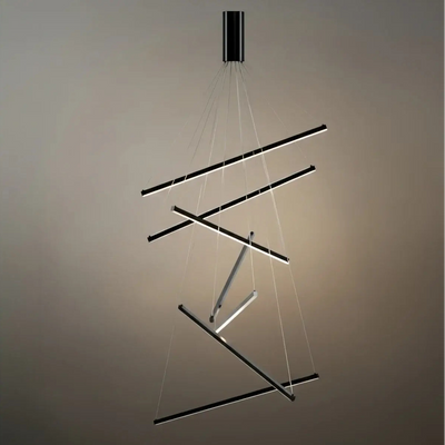 Sculptural Modern Chandelier – Aluminum & Silica Gel LED Halo Light for Living Room 