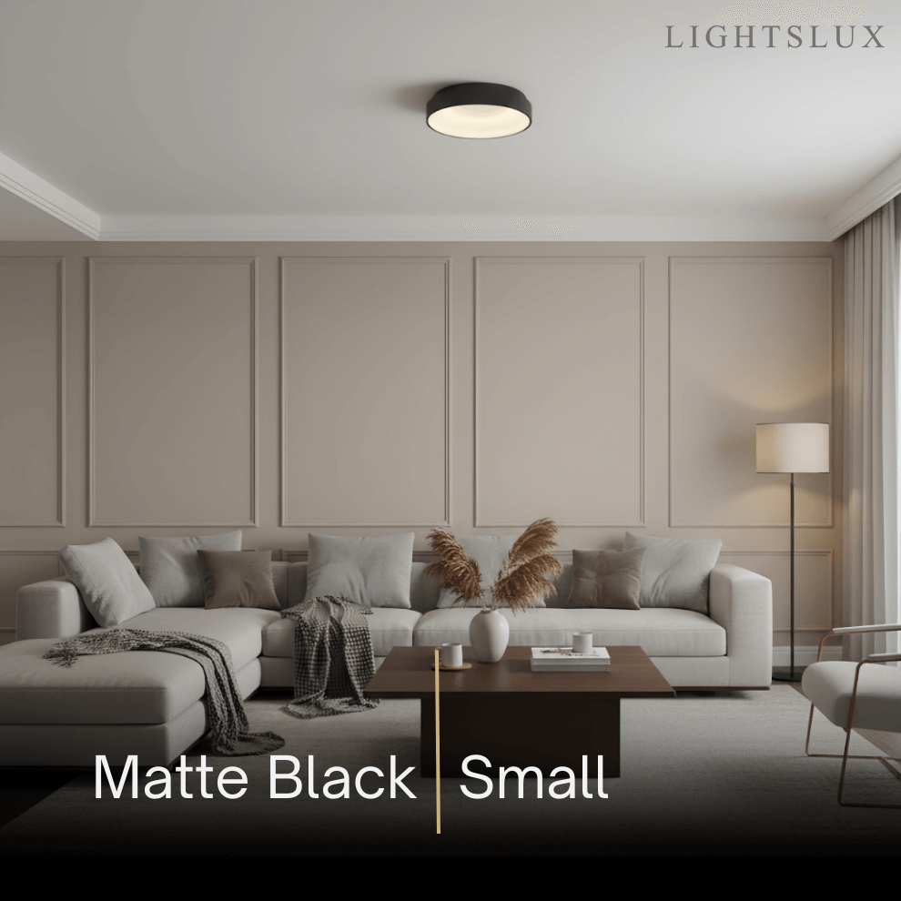 Modern Flush Mount Ceiling Light – Gold/ Black Dimmable LED for Living Room