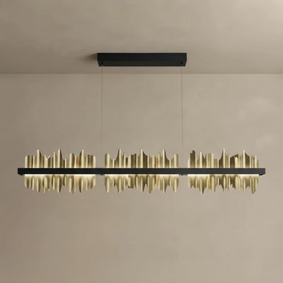 Excelis Modern Linear Pendant Light – Polished Gold Border on Jet Black Iron