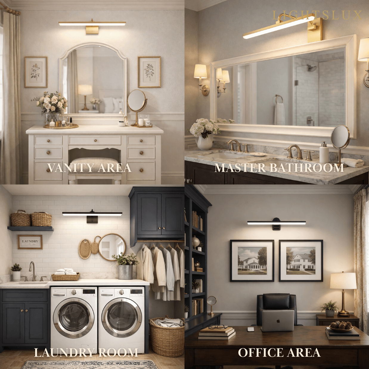 Modern Vanity Light – Horizontal Light Bar in Matte Black/Brushed Gold for Bathroom