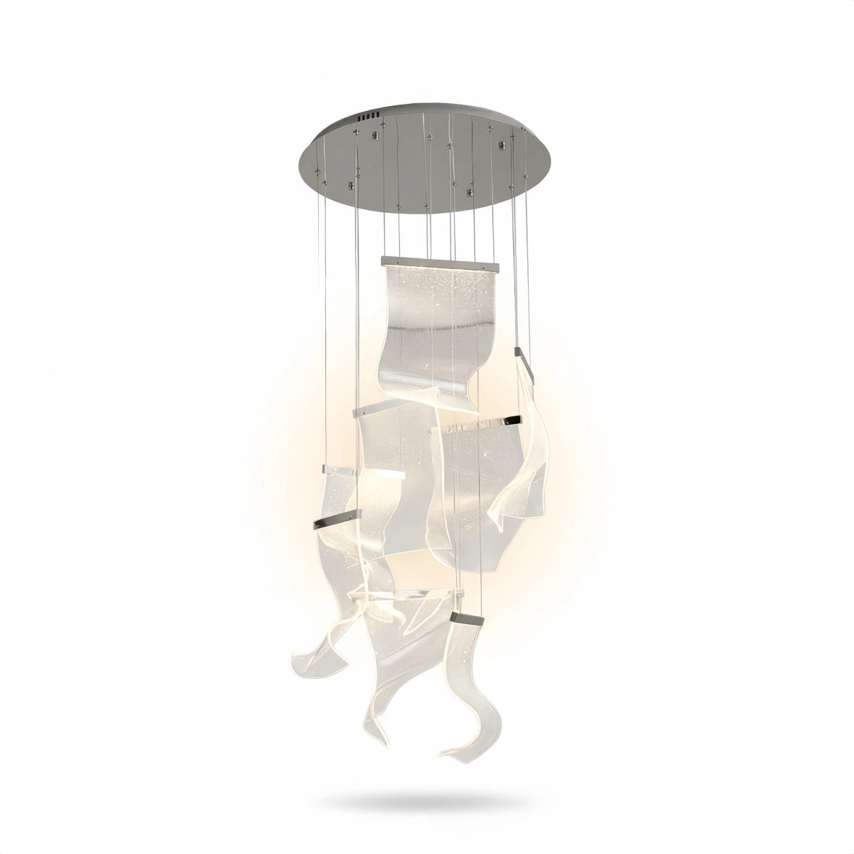 Excelis Royal Leaf-Layered Chandelier – Acrylic in Metallic Gold or Black Ash Dimmable