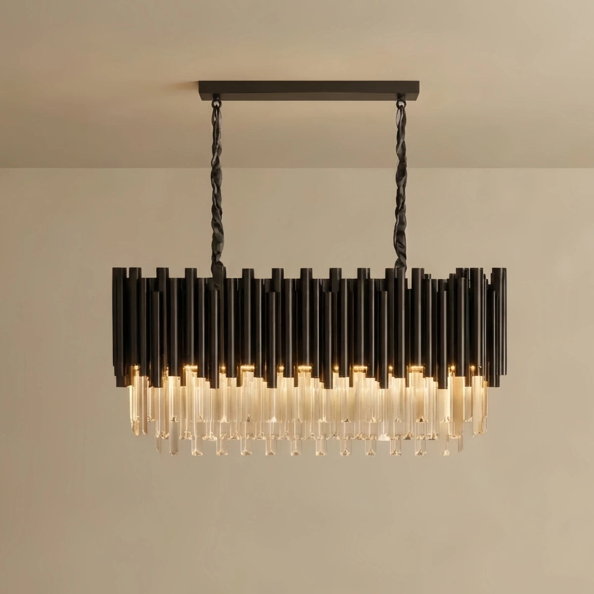 Excelis Luxury Obsidian Pendant – Black Frame Layered/High-Quality Crystals 