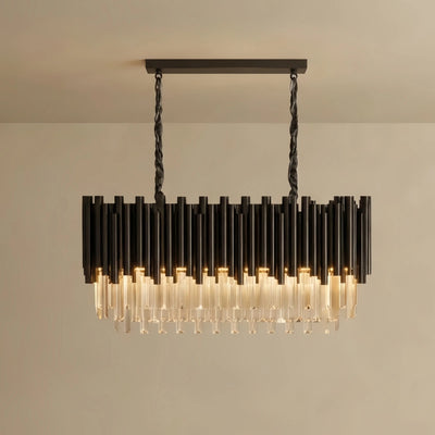Excelis Luxury Obsidian Pendant – Black Frame Layered/High-Quality Crystals 
