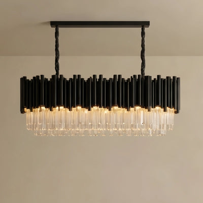 Luxury Obsidian Pendant – Black Frame Layered/High-Quality Crystals for Indoor Space