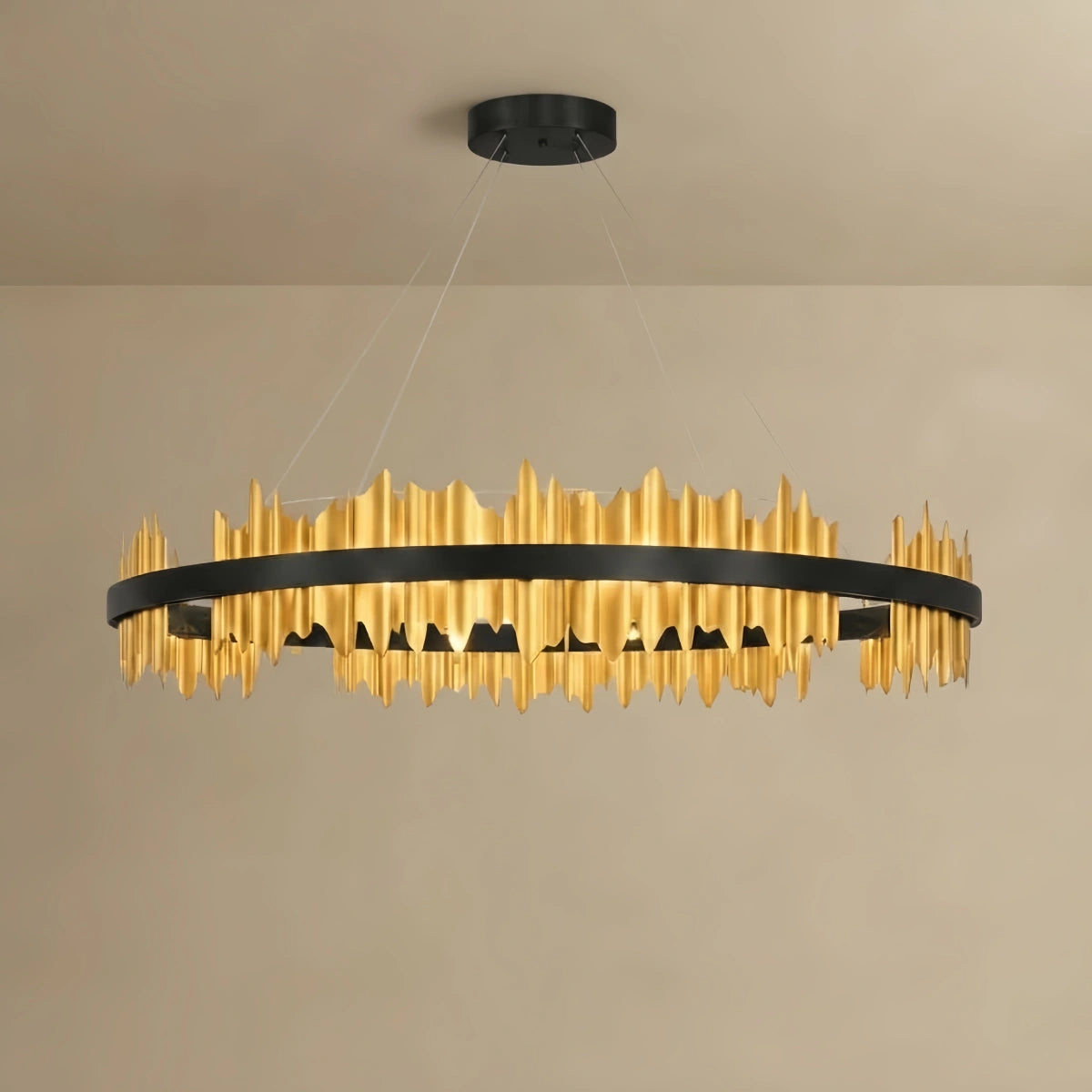 Chandelier – Stainless Steel in Jet Black or Polished Gold for Living Room